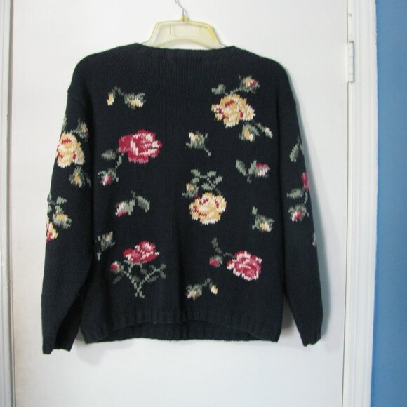 * Eddie Bauer Sweater Large NWOT Warm Heavyweight Floral Blue - Picture 4 of 4